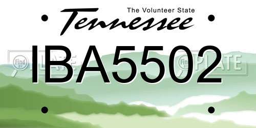 IBA5502 Tennessee License Plate