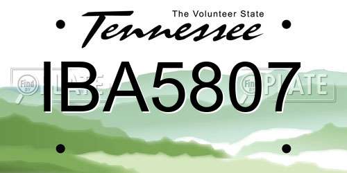 IBA5807 Tennessee License Plate