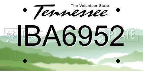 IBA6952 Tennessee License Plate
