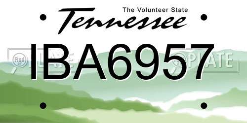 IBA6957 Tennessee License Plate