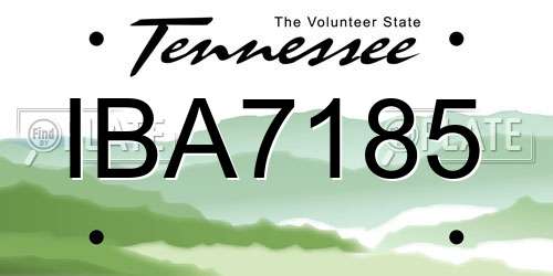 IBA7185 Tennessee License Plate