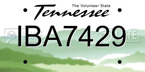 IBA7429 Tennessee License Plate