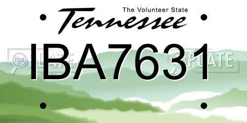 IBA7631 Tennessee License Plate
