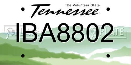 IBA8802 Tennessee License Plate