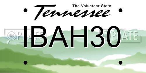 IBAH30 Tennessee License Plate