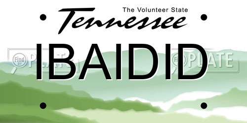 IBAIDID Tennessee License Plate