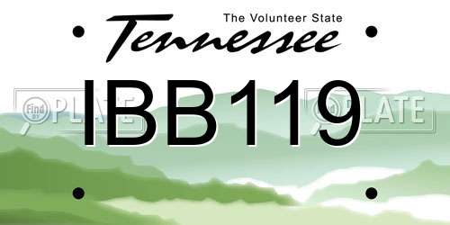 IBB119 Tennessee License Plate