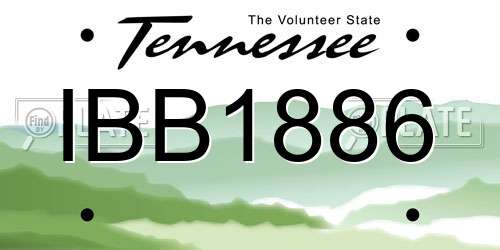 IBB1886 Tennessee License Plate