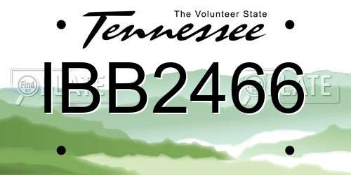 IBB2466 Tennessee License Plate