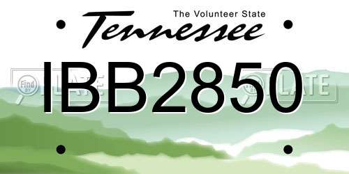 IBB2850 Tennessee License Plate