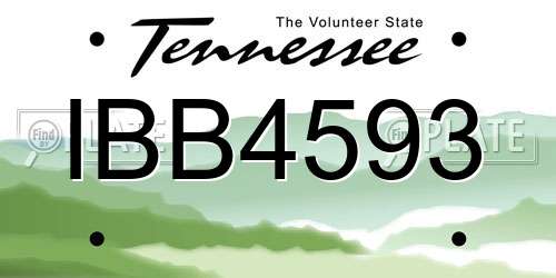 IBB4593 Tennessee License Plate
