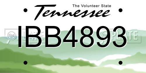 IBB4893 Tennessee License Plate