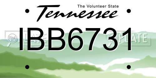IBB6731 Tennessee License Plate
