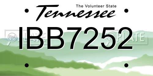 IBB7252 Tennessee License Plate