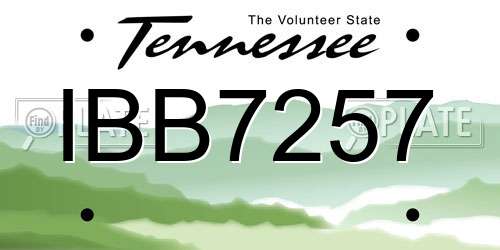 IBB7257 Tennessee License Plate
