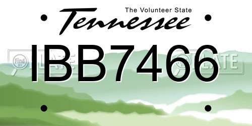 IBB7466 Tennessee License Plate