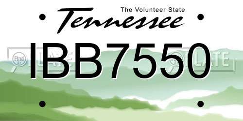 IBB7550 Tennessee License Plate