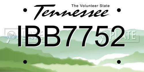 IBB7752 Tennessee License Plate