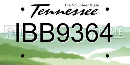 IBB9364 Tennessee License Plate