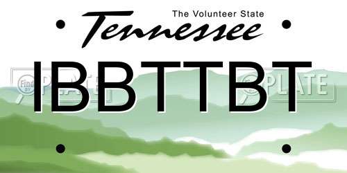 IBBTTBT Tennessee License Plate