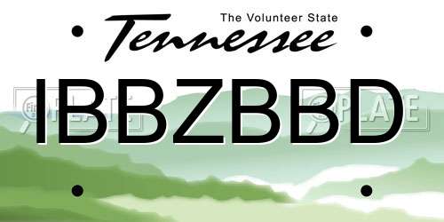 IBBZBBD Tennessee License Plate