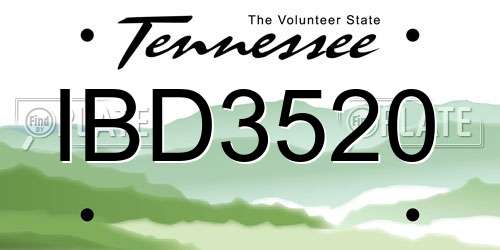 IBD3520 Tennessee License Plate