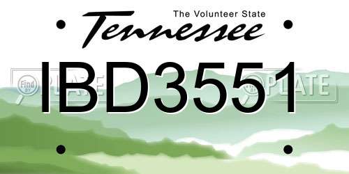 IBD3551 Tennessee License Plate