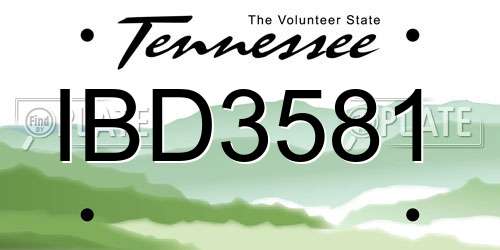 IBD3581 Tennessee License Plate