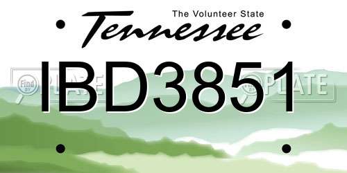IBD3851 Tennessee License Plate