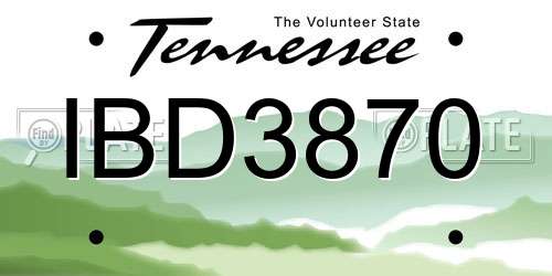 IBD3870 Tennessee License Plate