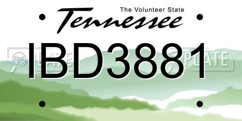 IBD3881 Tennessee License Plate