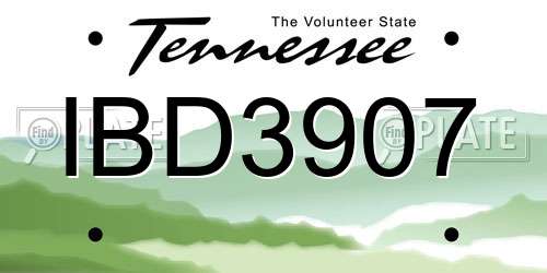 IBD3907 Tennessee License Plate