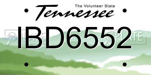 IBD6552 Tennessee License Plate