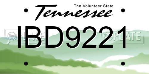 IBD9221 Tennessee License Plate