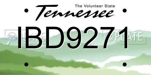 IBD9271 Tennessee License Plate