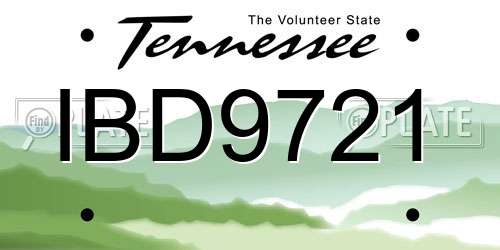 IBD9721 Tennessee License Plate