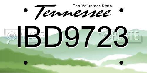 IBD9723 Tennessee License Plate