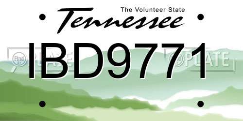 IBD9771 Tennessee License Plate
