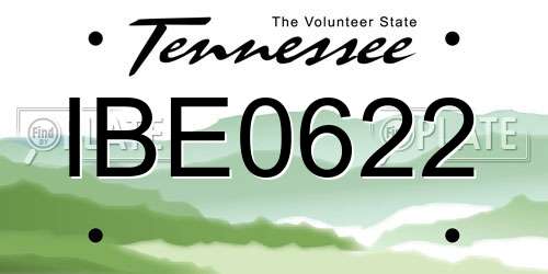 IBE0622 Tennessee License Plate