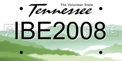 IBE2008 Tennessee License Plate