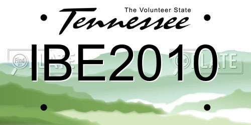 IBE2010 Tennessee License Plate
