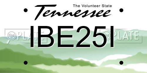 IBE25I Tennessee License Plate