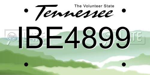 IBE4899 Tennessee License Plate