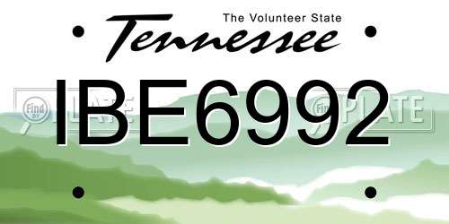 IBE6992 Tennessee License Plate