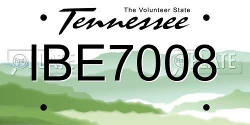 IBE7008 Tennessee License Plate