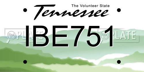 IBE751 Tennessee License Plate