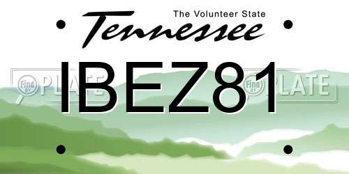 IBEZ81 Tennessee License Plate