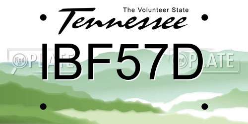 IBF57D Tennessee License Plate