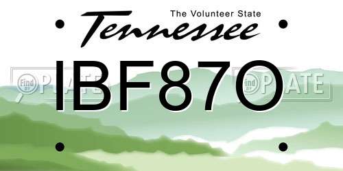 IBF87O Tennessee License Plate