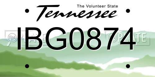 IBG0874 Tennessee License Plate